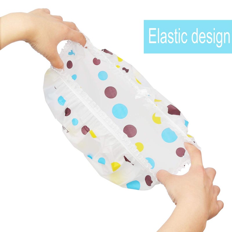 Pengxiaomei Shower Caps  3 Pcs Waterproof Bath Caps Plastic Reusable Shower Caps Elastic Band Bath Hair Hat for Women Ladies Spa Salon - Image 4